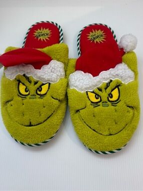 The Grinch Plush Slip-On Slippers for Men — Green